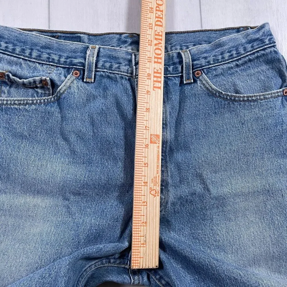 Levis Jeans 501 Premium Mens 36x26* (hemmed) Blue Distressed Buttonfly VTG